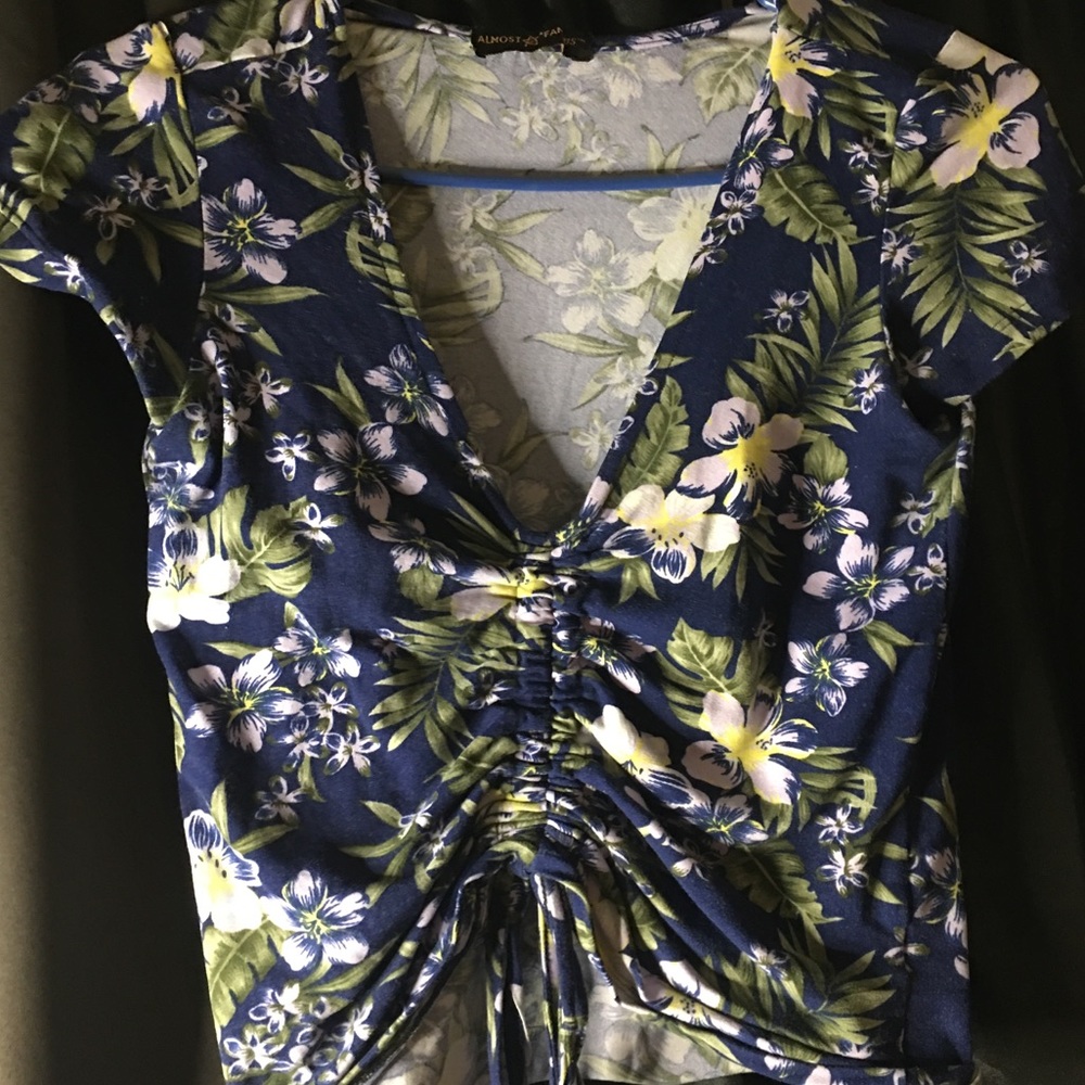 Blue floral crop top